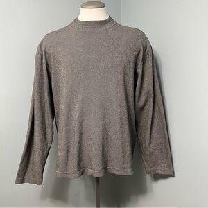 PIERRE CARDIN Grey and black long sleeve cotton striped Sweater Mens size large